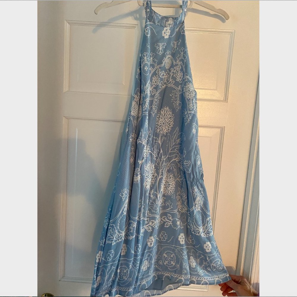 Urban Outfitters Halter Dress Blue and White Design Size Small